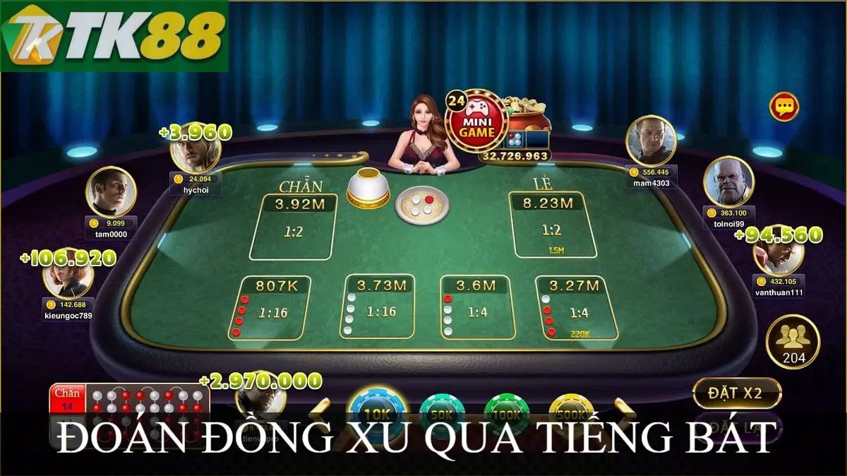 Đoán đồng xu qua tiếng bát